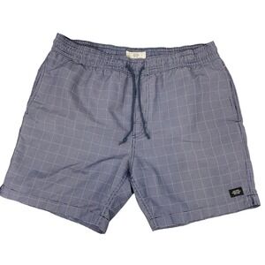 Jack Spade swim trunks board shorts Size L windowpane plaid blue white